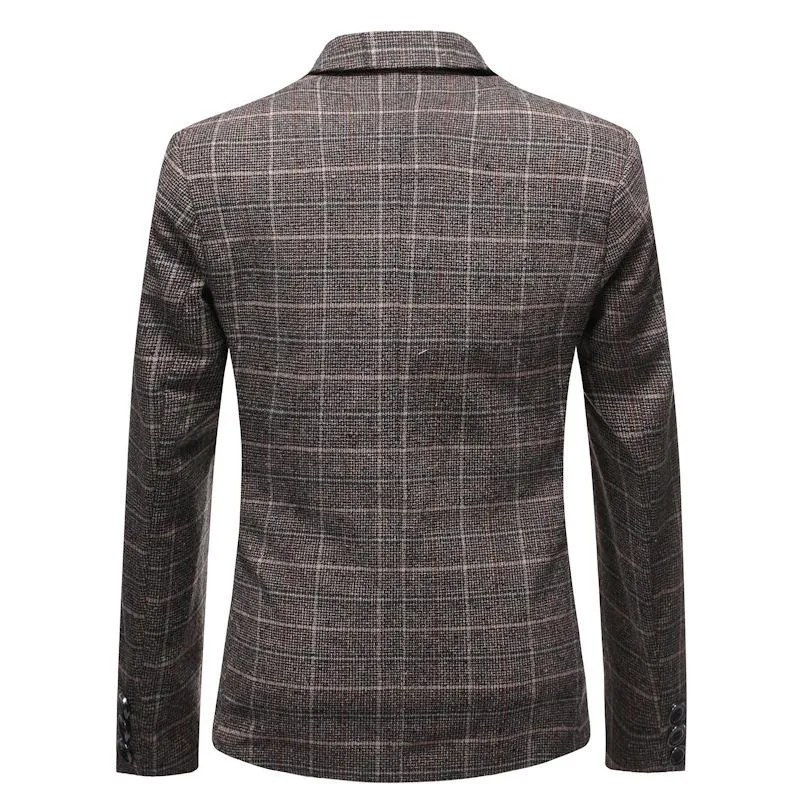 Men's Business Check Lapel Long Sleeve Blazer 68348878Y sold by Manly product image thumbnail 2