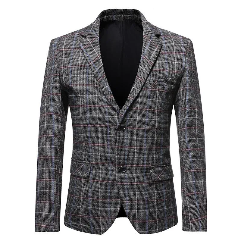 Men's Business Check Lapel Long Sleeve Blazer 68348878Y sold by Manly product image thumbnail 3