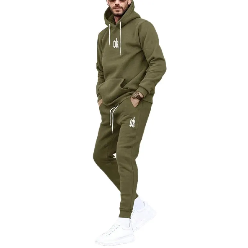 Men's Loose Printed Long Sleeve Hoodie Elastic Waist Trousers Sports Casual Set 77293392Z sold by Manly