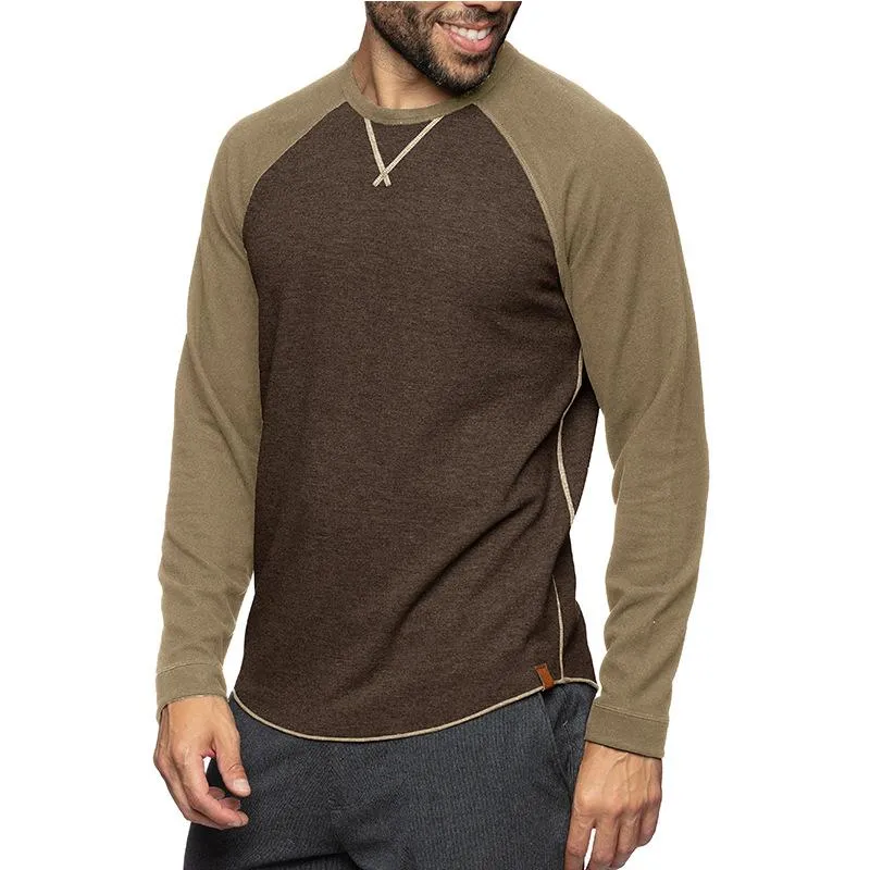 Men's Colorblock Raglan Crew Neck Long Sleeve T-Shirt 91798358Y sold by Manly
