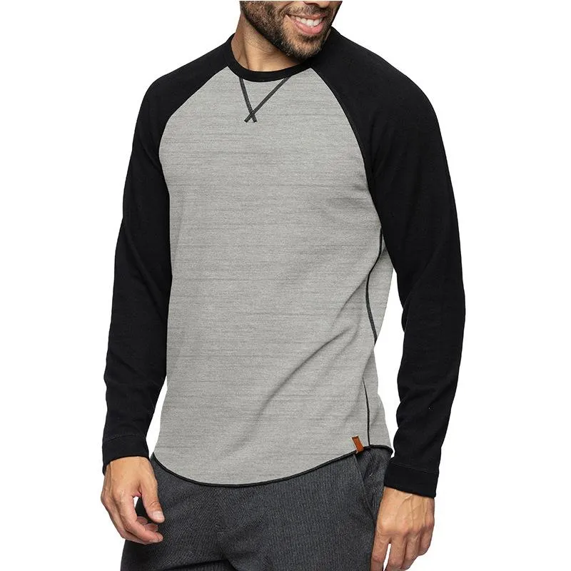 Men's Colorblock Raglan Crew Neck Long Sleeve T-Shirt 91798358Y sold by Manly product image thumbnail 3