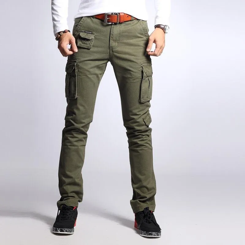 Men's Solid Multi-pocket Cotton Slim Cargo Pants 14848531Z sold by Manly product image thumbnail 4