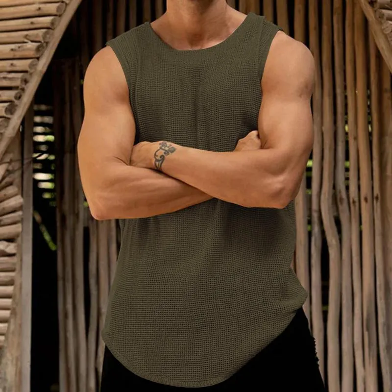 Men's Casual Solid Color Round Neck Thin Knitted Tank Top 11406074M sold by Manly product image thumbnail 4