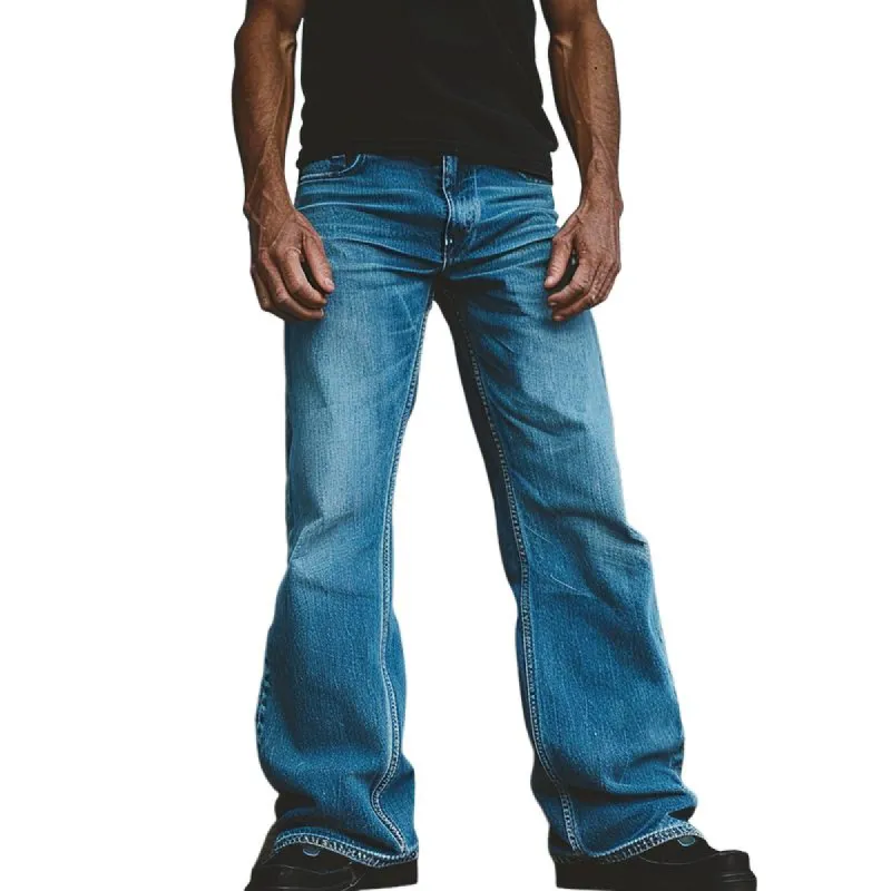 Men's Vintage Washed Distressed Loose Flared Jeans 88264418M sold by Manly