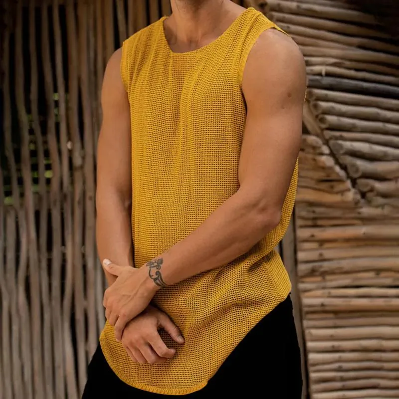 Men's Casual Solid Color Round Neck Thin Knitted Tank Top 11406074M sold by Manly product image thumbnail 2