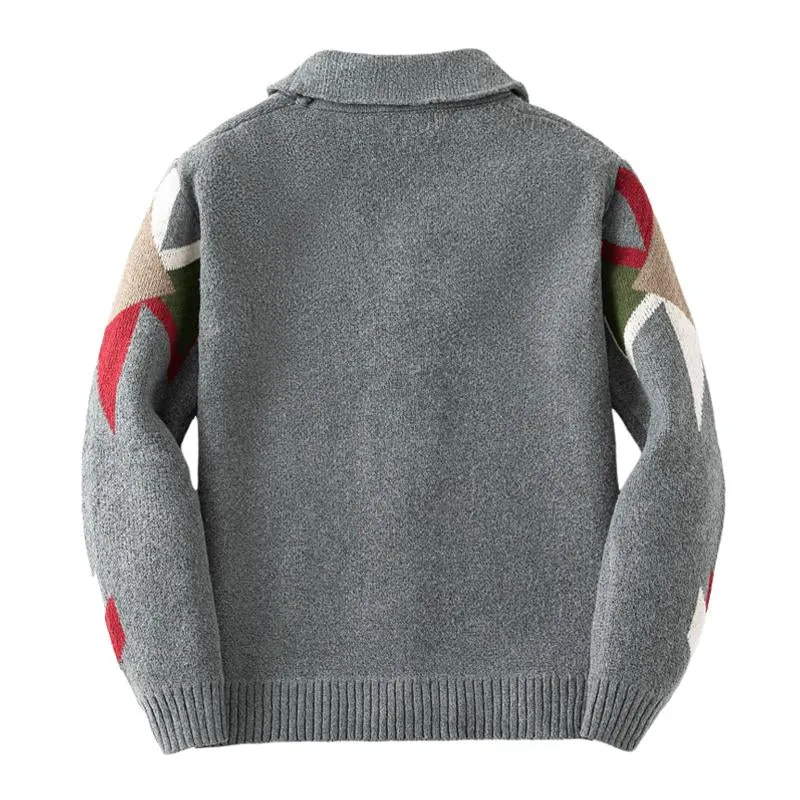 Men's Retro Jacquard Lapel Thick Single Breasted Knitted Cardigan 00927874M sold by Manly product image thumbnail 2