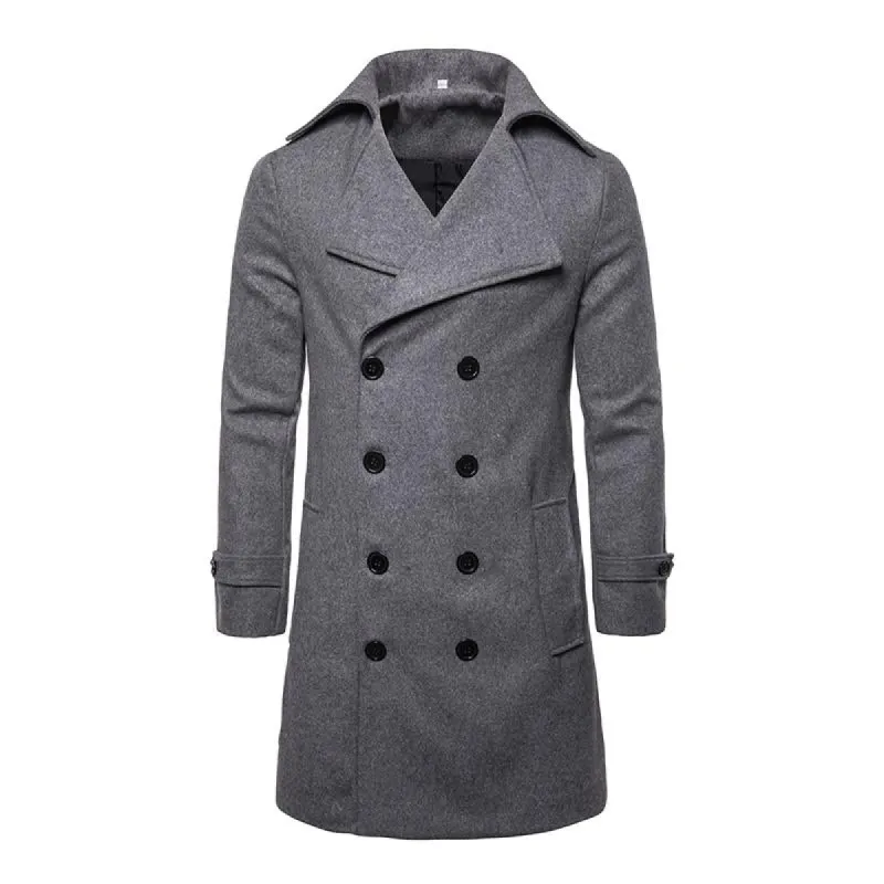 Men's Casual Lapel Double-Breasted Mid-Length Slim Coat 40665369M sold by Manly