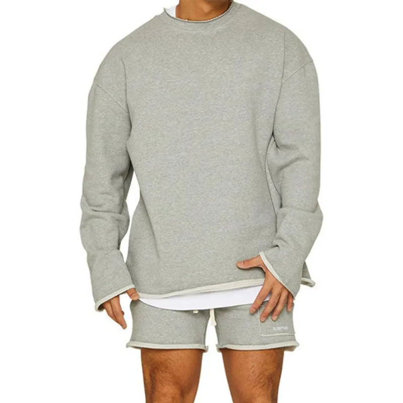 Men's Fashion Solid Color Loose Rolled Sweatshirt Shorts Set 47733694Z sold by Manly