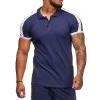 Men's Casual Colorblock Lapel Polo Shirt 66053544TO sold by Manly