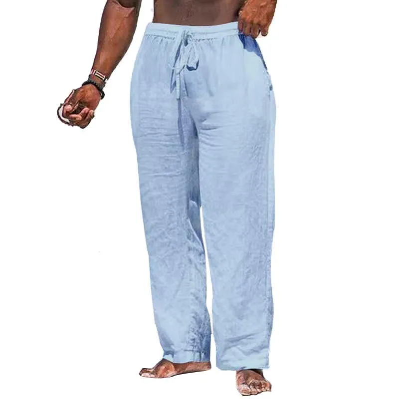 Men's Casual Solid Color Breathable Loose Straight Trousers 77760100Y sold by Manly
