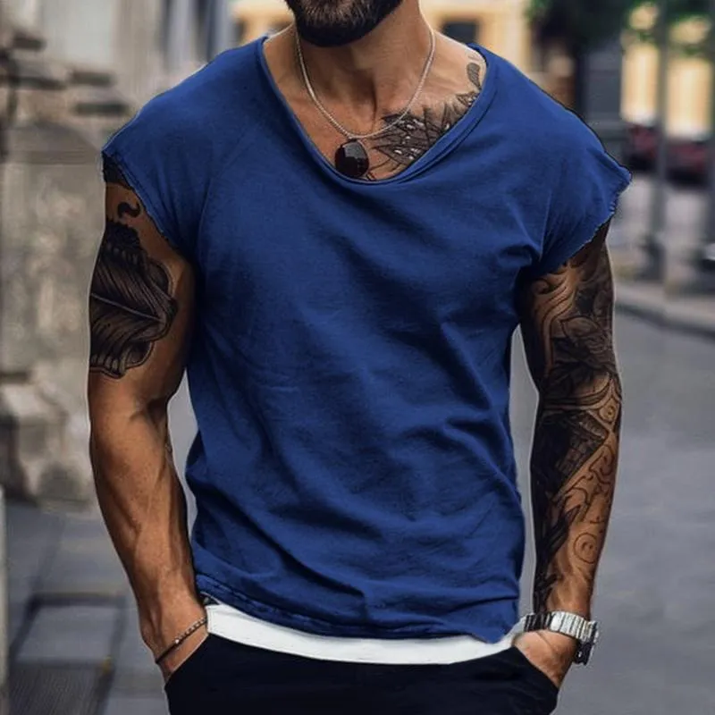 Men's Retro Casual Solid Color Raw Edge Tank Top 04411993TO sold by Manly product image thumbnail 2