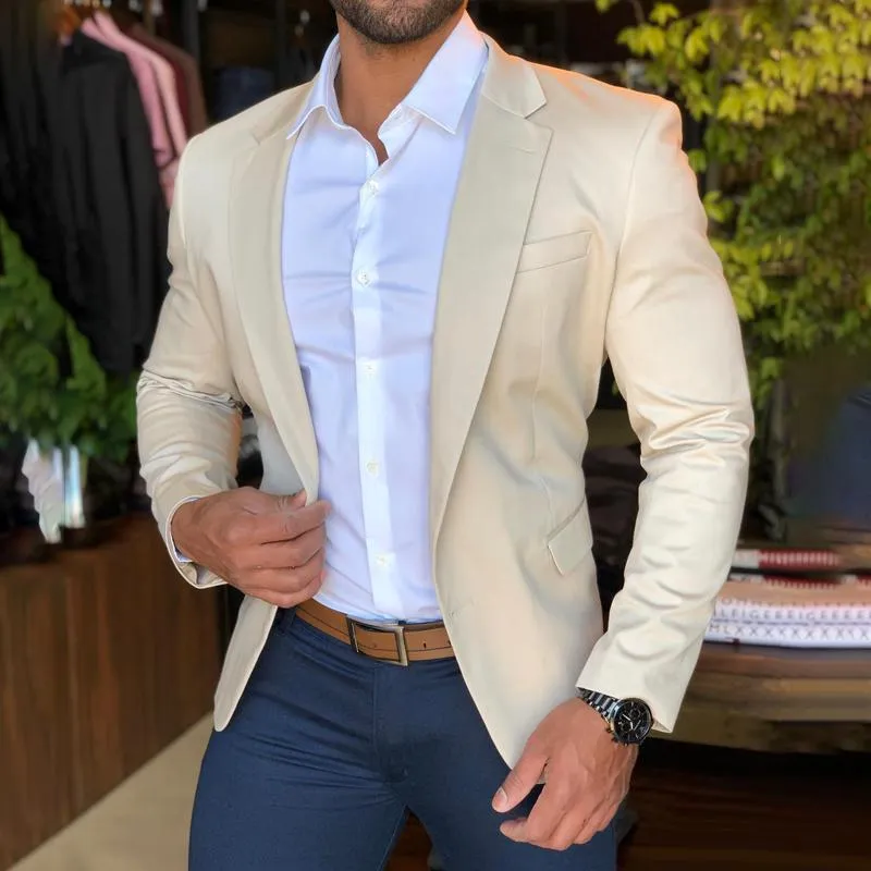 Men's Solid Color Notch Lapel Single Breasted Slim Blazer 38494472Z sold by Manly product image thumbnail 3