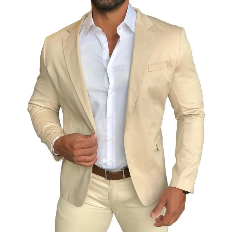 Men's Solid Color Notch Lapel Single Breasted Slim Blazer 38494472Z sold by Manly