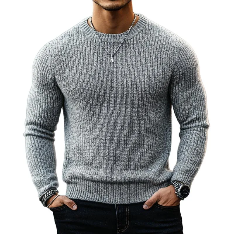 Men's Casual Round Neck Solid Color Slim Fit Pullover Knitted Sweater 07268057M sold by Manly