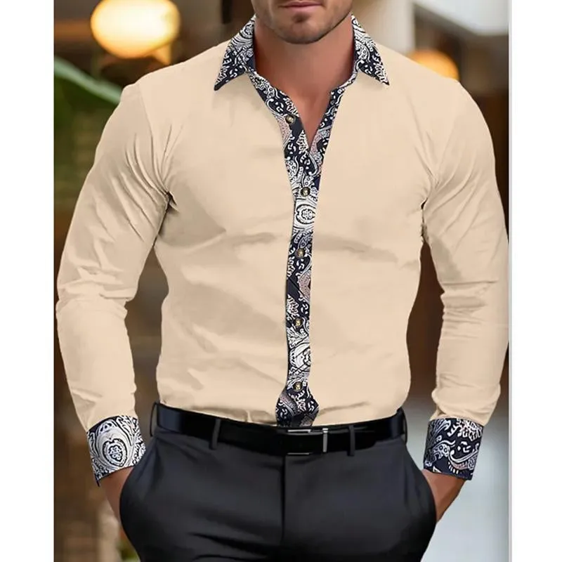 Men's Casual Printed Patchwork Long Sleeved Shirt 74378035Y sold by Manly product image thumbnail 4