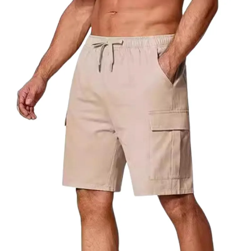Men's Casual Cotton Blend Elastic Waist Loose Cargo Shorts 92302242M sold by Manly