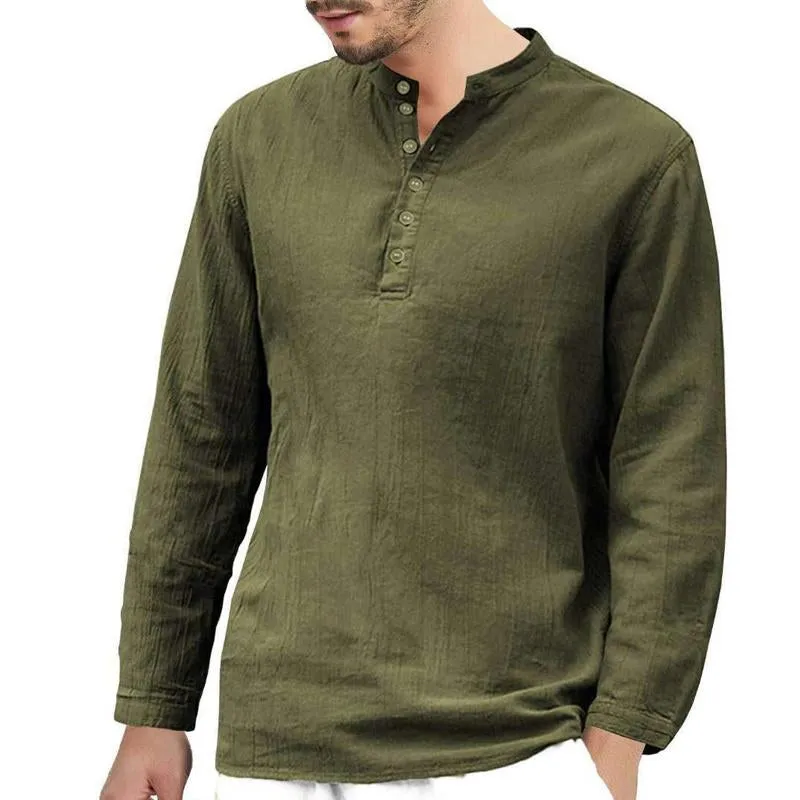 Men's Casual Solid Color Henley Collar Long Sleeve Shirt 10253841Y sold by Manly product image thumbnail 2