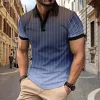 Men's Casual Lapel Contrast Striped Short-sleeved Polo Shirt 19902482M sold by Manly
