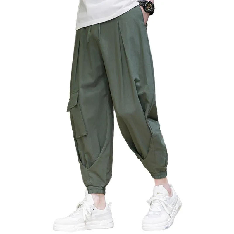 Men's Casual Solid Color Multi-Pocket Thin Cargo Pants 40522392Y sold by Manly