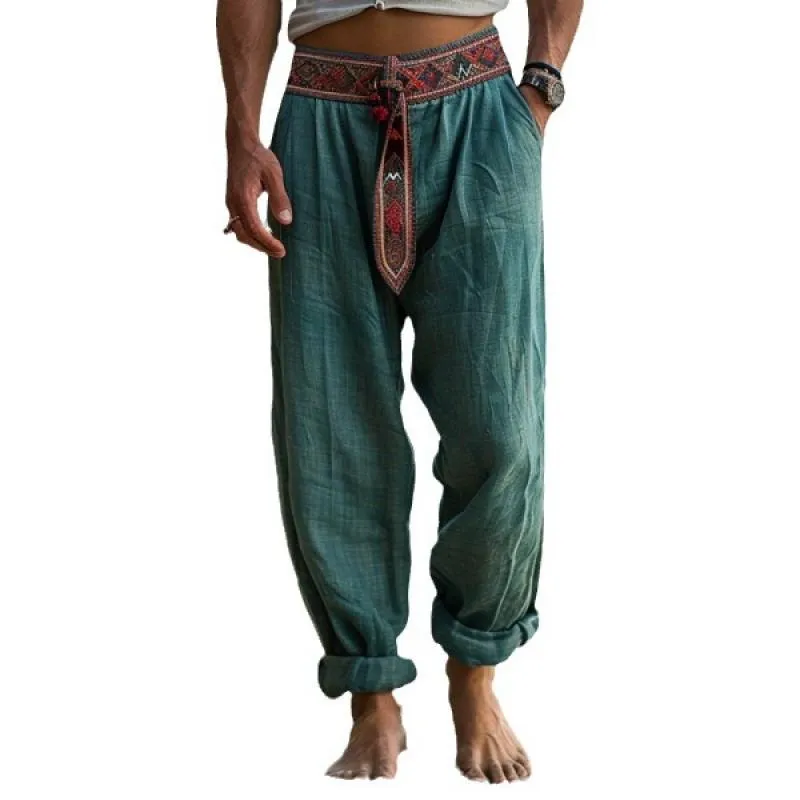 Men's Vintage Ethnic Loose Straight Pants 44983990Y sold by Manly