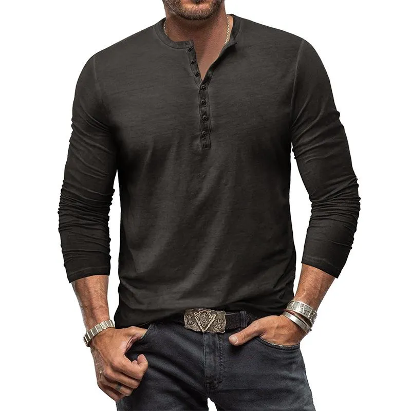 Men's Vintage Distressed Long Sleeve Henley T-Shirt 49710487M sold by Manly product image thumbnail 5