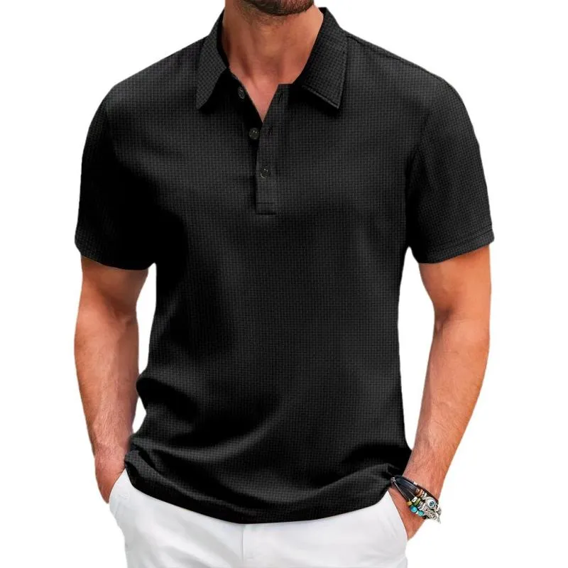 Men's Solid Color Breathable Mesh Fabric Short-Sleeved Polo Shirt 76877869Y sold by Manly