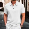 Men's Solid Color Breathable Mesh Fabric Short-Sleeved Polo Shirt 76877869Y sold by Manly