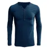 Men's Henley Collar Long Sleeve T-shirt 53006265Z sold by Manly