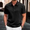 Men's Solid Color Breathable Mesh Fabric Short-Sleeved Polo Shirt 76877869Y sold by Manly