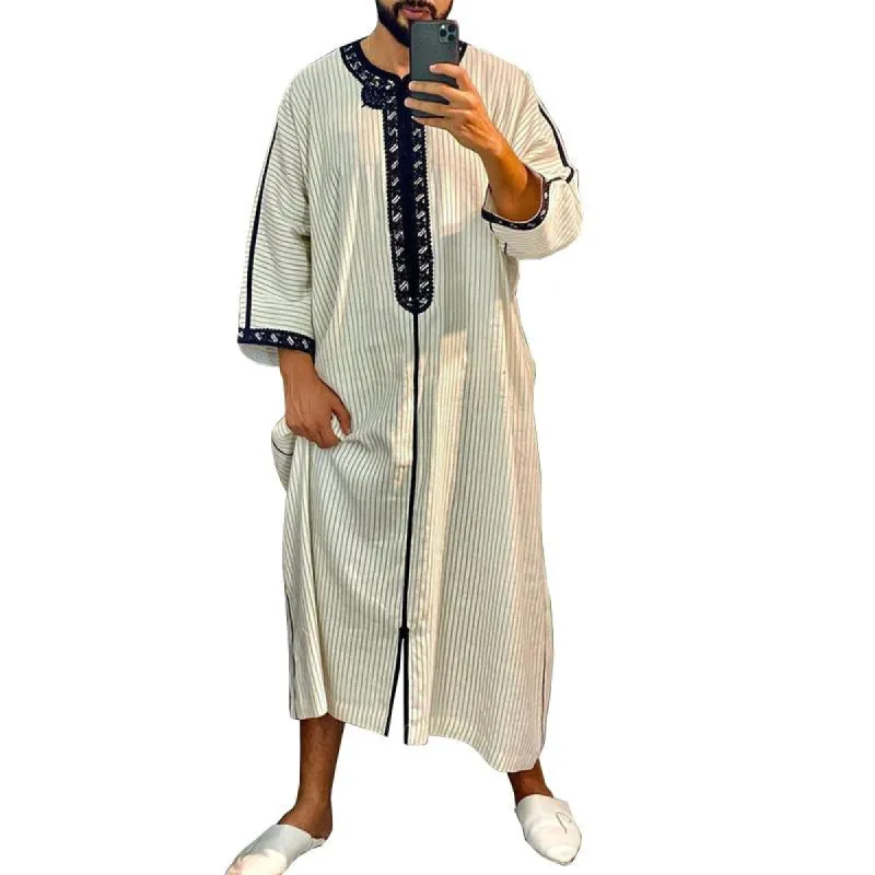 Men's Ethnic Long Embroidered Loose Muslim Robe 49036125M sold by Manly