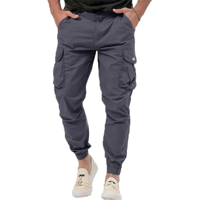Men's Solid Color Three-Dimensional Pocket Cargo Pants 10815009Y sold by Manly