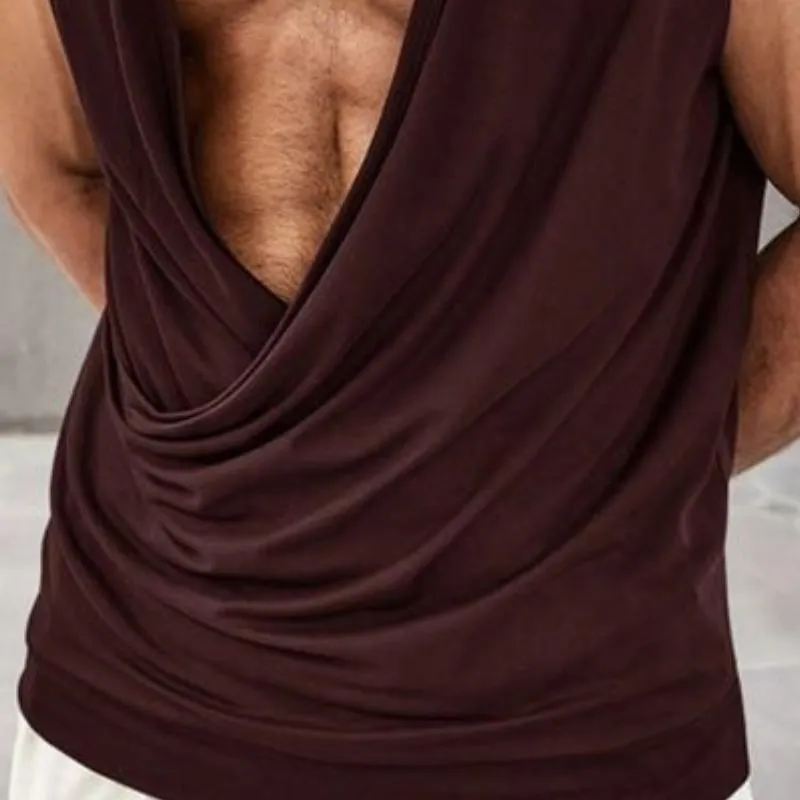 Men's Casual Cotton Blended Deep U-neck Crossover Tank Top 09867771M sold by Manly product image thumbnail 3