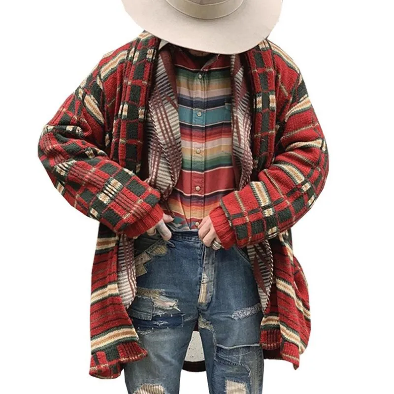 Men's Vintage Check Jacquard Loose Knit Cardigan 25744659M sold by Manly