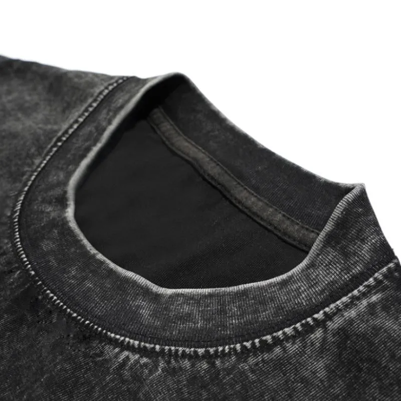 Men's Vintage Distressed Washed Round Neck Short-sleeved T-shirt 80240624TO sold by Manly product image thumbnail 3