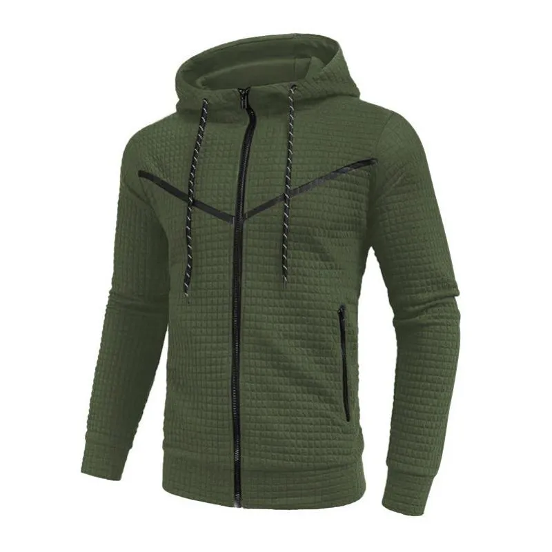 Men's Casual Plaid Patchwork Zippered Slim Fit Sports Hoodie 42188641M sold by Manly product image thumbnail 4