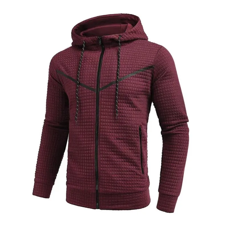 Men's Casual Plaid Patchwork Zippered Slim Fit Sports Hoodie 42188641M sold by Manly product image thumbnail 3