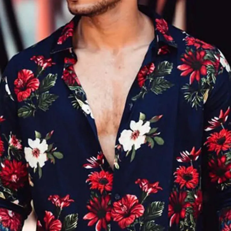 Men's Casual Lapel Floral Print Long Sleeve Shirt 51690739TO sold by Manly product image thumbnail 3