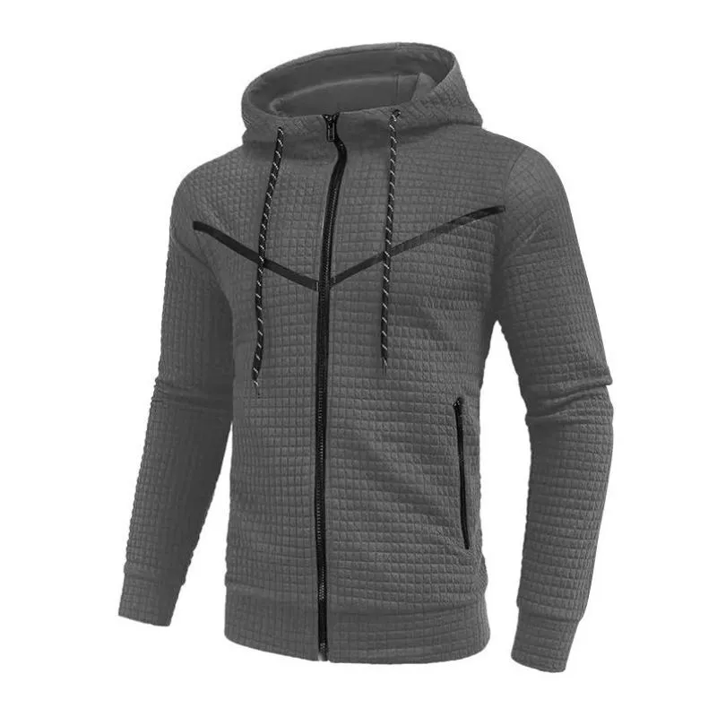 Men's Casual Plaid Patchwork Zippered Slim Fit Sports Hoodie 42188641M sold by Manly product image thumbnail 5