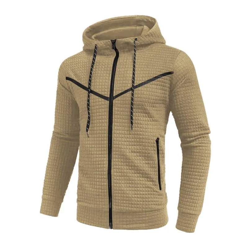 Men's Casual Plaid Patchwork Zippered Slim Fit Sports Hoodie 42188641M sold by Manly