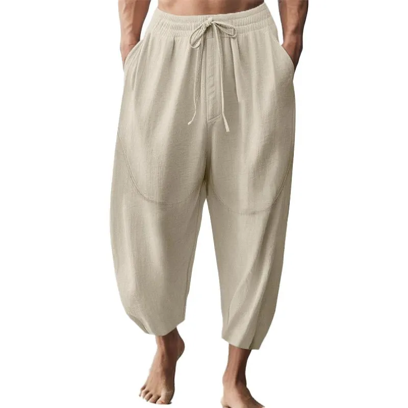 Men's Solid Color Casual Drawstring Trousers 32611115Y sold by Manly