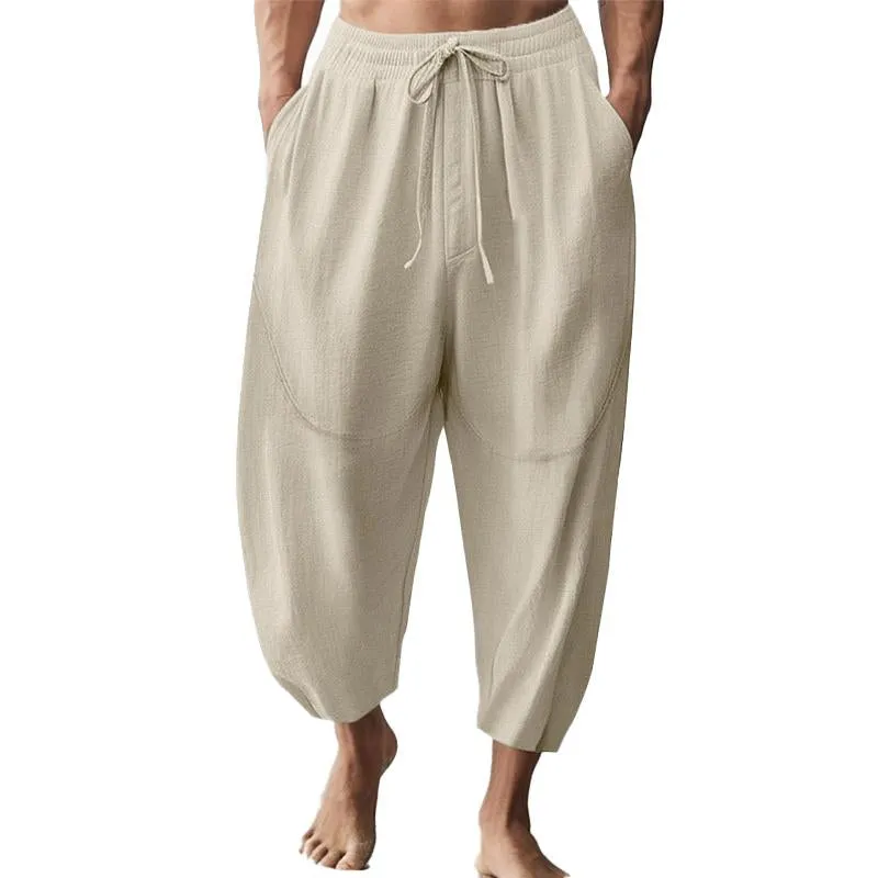 Men's Solid Color Casual Drawstring Trousers 32611115Y sold by Manly