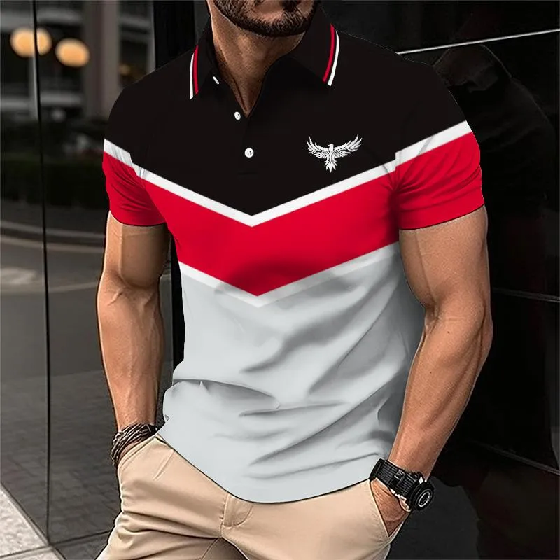 Men's Casual Color Block Eagle Short Sleeve Polo Shirt 97238343TO sold by Manly product image thumbnail 2