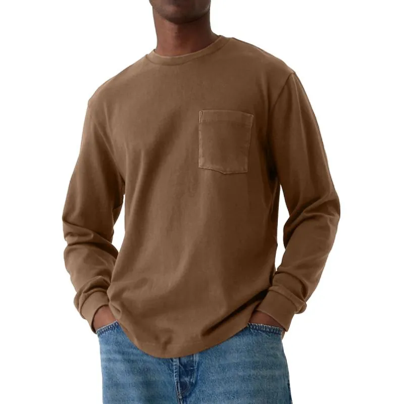 Men's Casual Round Neck Patch Pocket Loose Long Sleeve T-shirt 38238676M sold by Manly