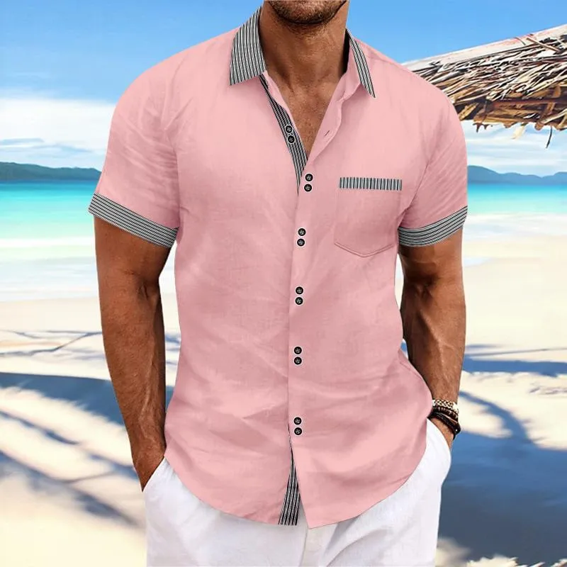 Men's Striped Colorblock Multi-Button Short Sleeve Shirt 31269546Y sold by Manly product image thumbnail 5