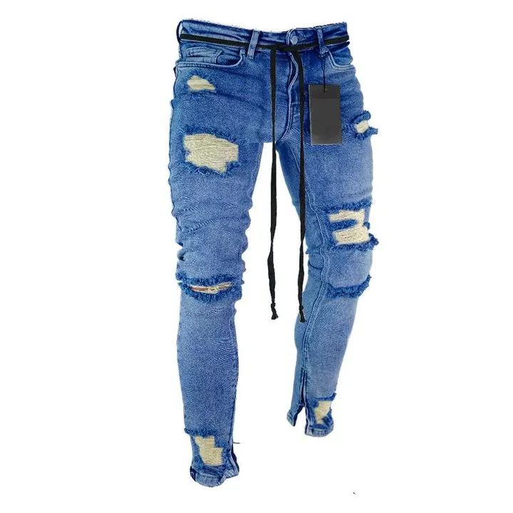 Men's Ripped Zipper Biker Jeans 46527635X sold by Manly