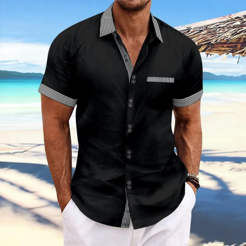 Men's Striped Colorblock Multi-Button Short Sleeve Shirt 31269546Y sold by Manly product image thumbnail 2