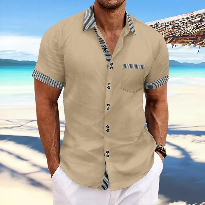 Men's Striped Colorblock Multi-Button Short Sleeve Shirt 31269546Y sold by Manly product image thumbnail 4