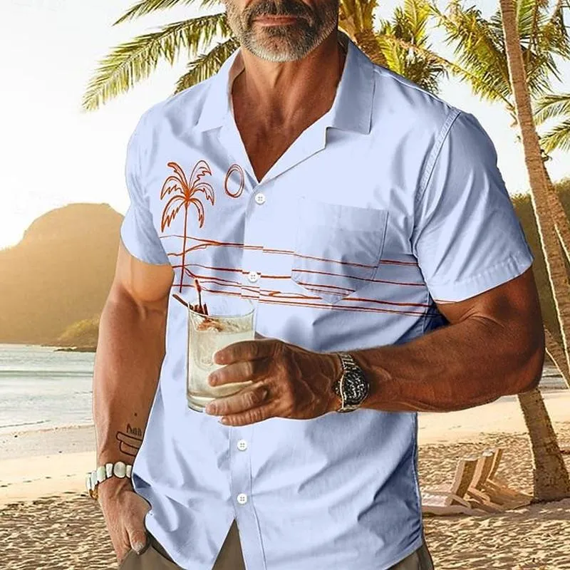Men's Casual Coconut Print Chest Pocket Short Sleeve Shirt 09497666Y sold by Manly product image thumbnail 3