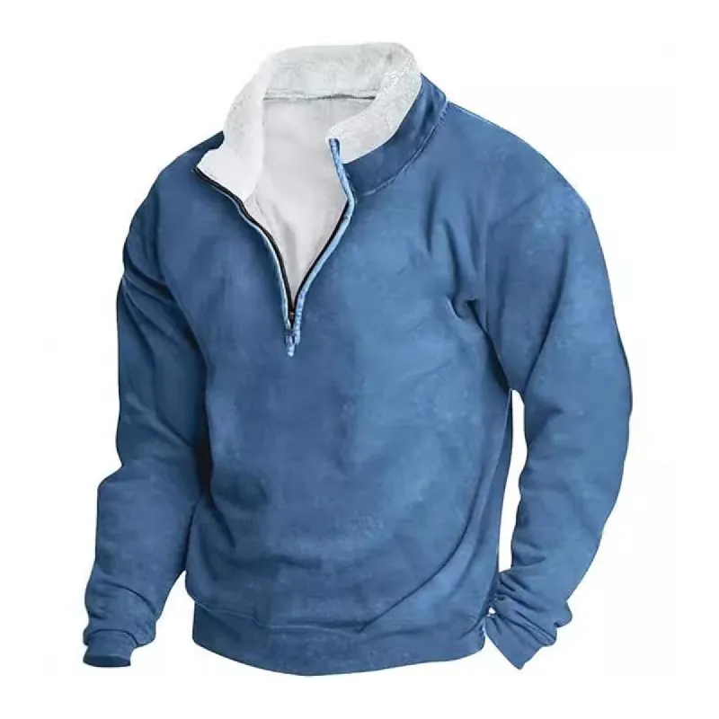 Men's Fashion Plush Stand Collar Long Sleeve Sweatshirt 73068679Z made by Manly