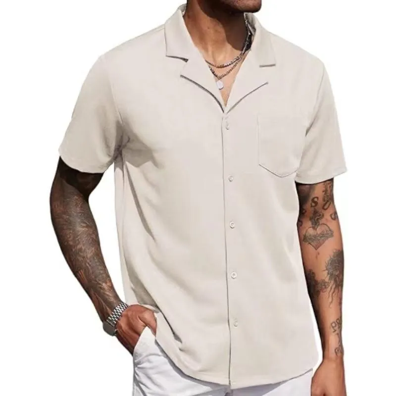Men's Buttoned Short Sleeve Cuban Beach Shirt 32086007X sold by Manly